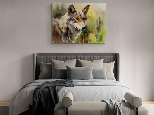 Wolf In Grass #2 | Canvas Print | Wildlife Art | Cabin Art | Forest Art | Archer Kincaid