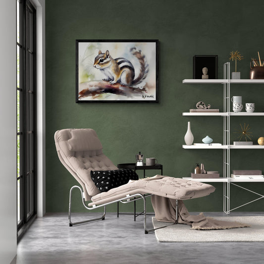 Chipmunk | Canvas Print | Wildlife Art | Cabin Art | Forest Art | Archer Kincaid