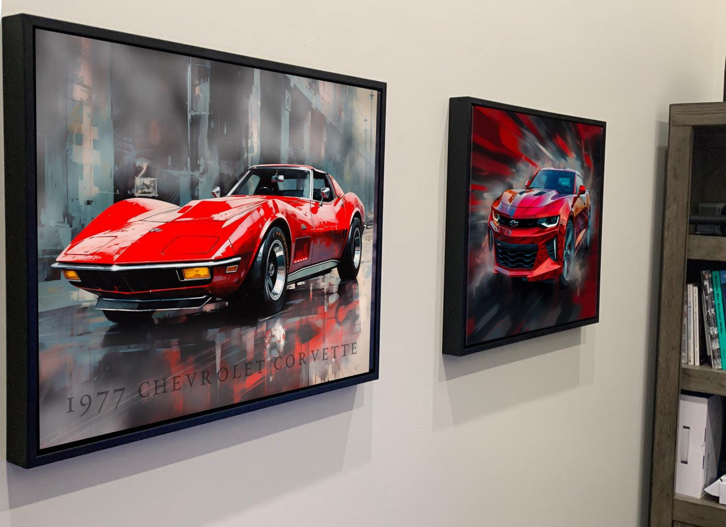 1977 Chevrolet Corvette Canvas Print | Vintage Auto Wall Art Decor | Retro Sports Car | Car Lovers Poster Gift | C3 Red Vette Chevy, Mancave