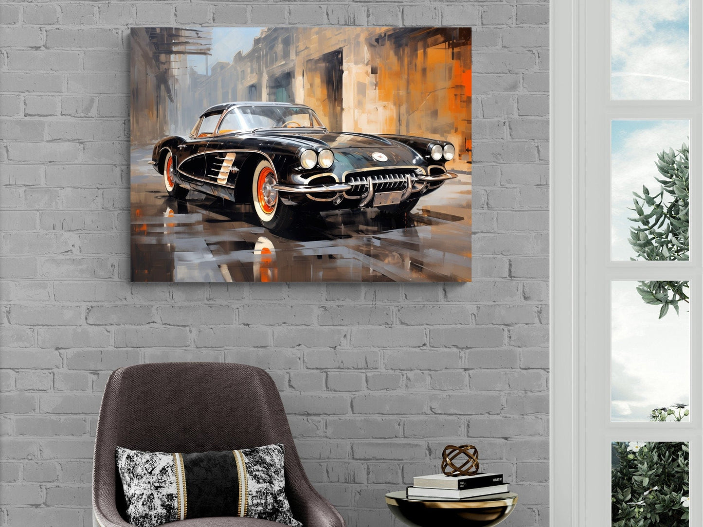 1960 Chevrolet Corvette Classic Car Canvas Print - Vintage Auto Wall Art - Collector's Edition - Automobile Lover Enthusiast Car Poster