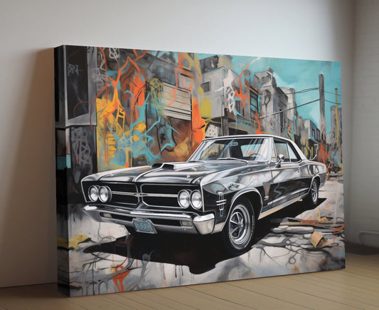 1964 Pontiac GTO Classic Car Canvas Print | Vintage Auto Wall Art Decor | Retro Muscle Car | Car Lovers Poster Gift