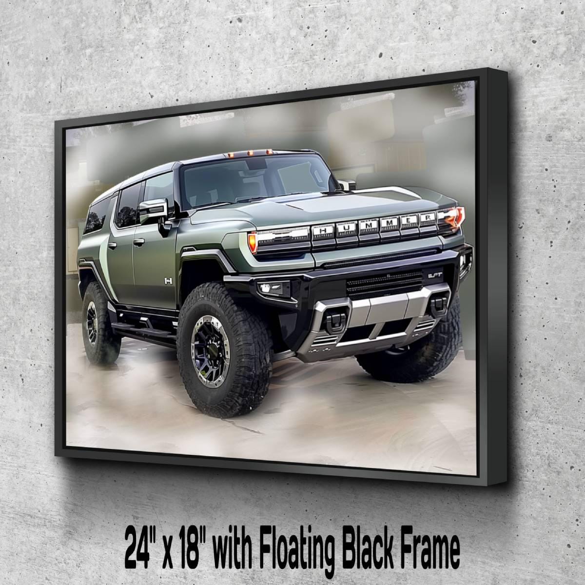 2025 GMC Hummer EV Moonshot Green Canvas Print | Auto Wall Art | Painting Modern SUV Electric Vehicle | Car Poster | Garage Office Wallart
