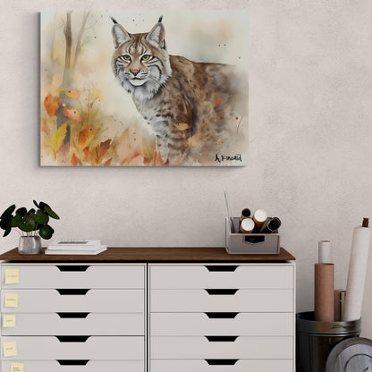 Bobcat | Canvas Print | Wildlife Art | Cabin Art | Forest Art | Archer Kincaid | cat watercolor paint