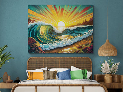 Surf Art Print Poster - "Sunset Crest" - Bohemian Acrylic Artwork | Surf Wave Art - 03