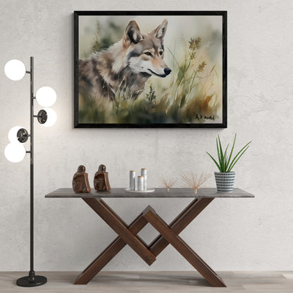 Wolf In Grass #1 | Canvas Print | Wildlife Art | Cabin Art | Forest Art | Archer Kincaid