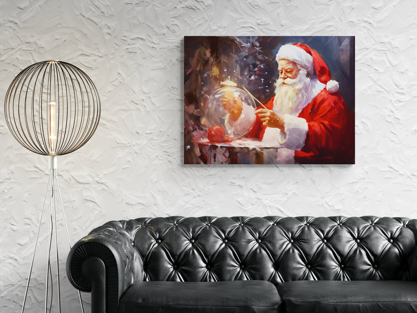 Santa's Enchanted Globe - Christmas Eve Canvas Print, Santa Crystal Ball Artwork, Holiday Decor, Santa Claus Portrait, Seasonal Wall Art