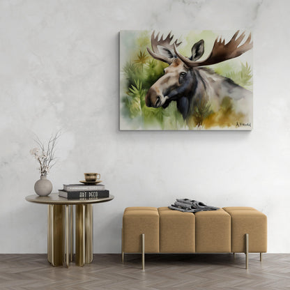 Moose In Brush Closeup | Canvas Print | Wildlife Art | Cabin Art | Forest Art | Archer Kincaid