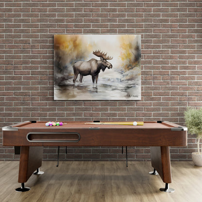 Moose in River #3 | Canvas Print | Wildlife Art | Cabin Art | Forest Art | Archer Kincaid