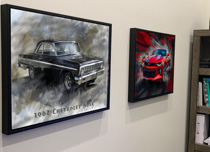 1962 Chevrolet Nova Classic Car Canvas Print | Vintage Auto Wall Art Decor | Retro Muscle Car Collector's Piece | Car Lover Poster Gift