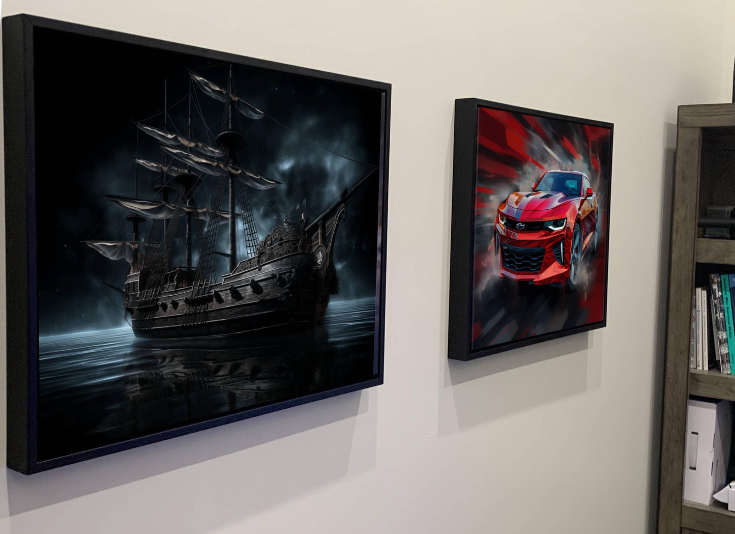 Pirate Ship Canvas Wall Art, Dark Gothic Nautical Painting, Vintage Sailing Ocean Print, Moody Maritime Home Decor, Galleon Art