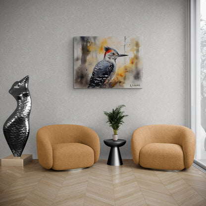 Woodpecker | Canvas Print | Wildlife Art | Cabin Art | Forest Art | Archer Kincaid | artful watercolor bird