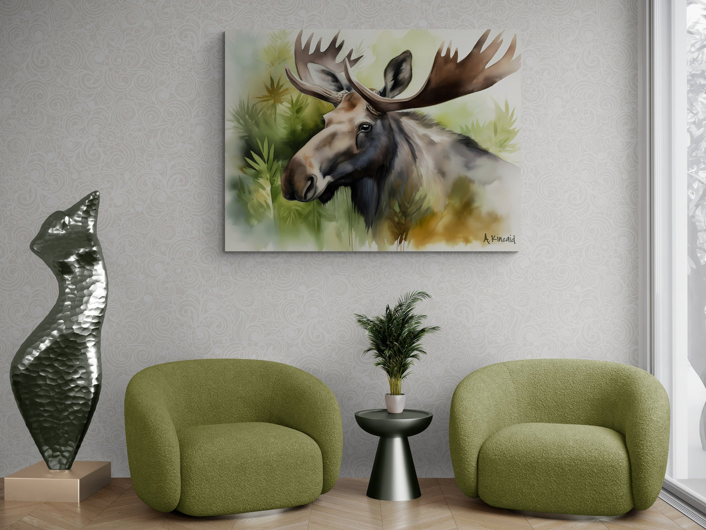 Moose In Brush Closeup | Canvas Print | Wildlife Art | Cabin Art | Forest Art | Archer Kincaid