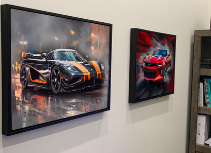 2017 Koenigsegg Agera RS Canvas Print | Hyper Super Car Auto Wall Art Decor || New Car Lovers Poster Gift | Framed Mancave Artwork