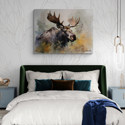 Moose In The Brush #2 | Canvas Print | Wildlife Art | Cabin Art | Forest Art | Archer Kincaid