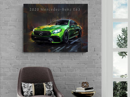 2020 Mercedes-Benz E63 Canvas Print | Green Sports Car Auto Wall Art Decor | New Sportscar | Car Lovers Poster Gift | AMG