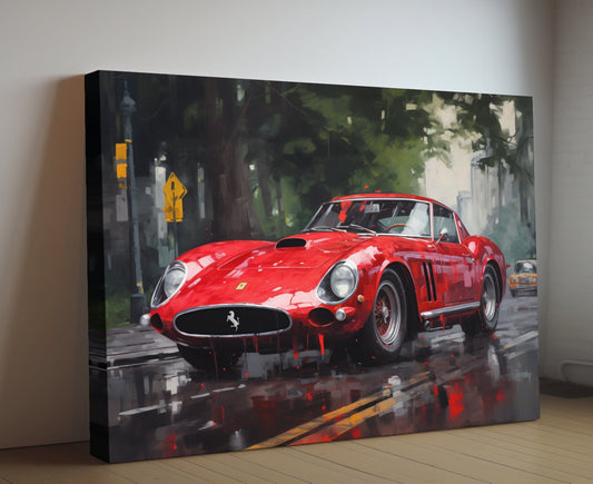 1964 Ferrari 250 GTO Classic Car Canvas Print | Vintage Auto Wall Art Decor | Retro Sports Car | Car Lovers Poster Gift