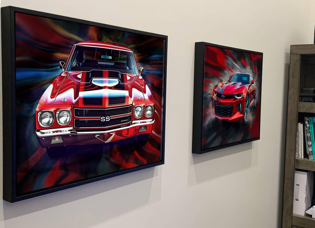 1970 Chevrolet Chevelle SS 454 Red from Front Canvas Print | Vintage Auto Wall Art Decor | Retro Muscle Car | Car Lovers Poster Gift