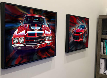 1970 Chevrolet Chevelle SS 454 Red from Front Canvas Print | Vintage Auto Wall Art Decor | Retro Muscle Car | Car Lovers Poster Gift