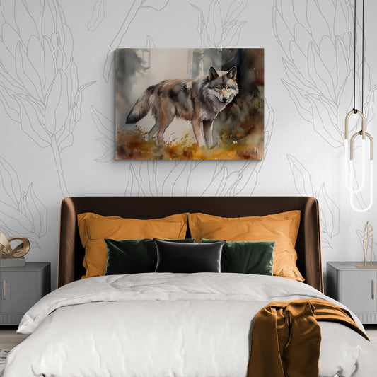 Wolf In Forest | Canvas Print | Wildlife Art | Cabin Art | Forest Art | Archer Kincaid