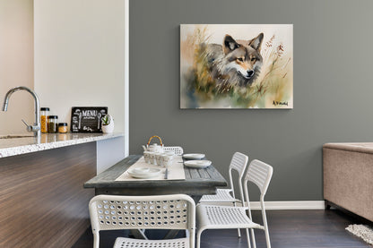 Wolf Ready To Pounce | Canvas Print | Wildlife Art | Cabin Art | Forest Art | Archer Kincaid | watercolor artful wall art
