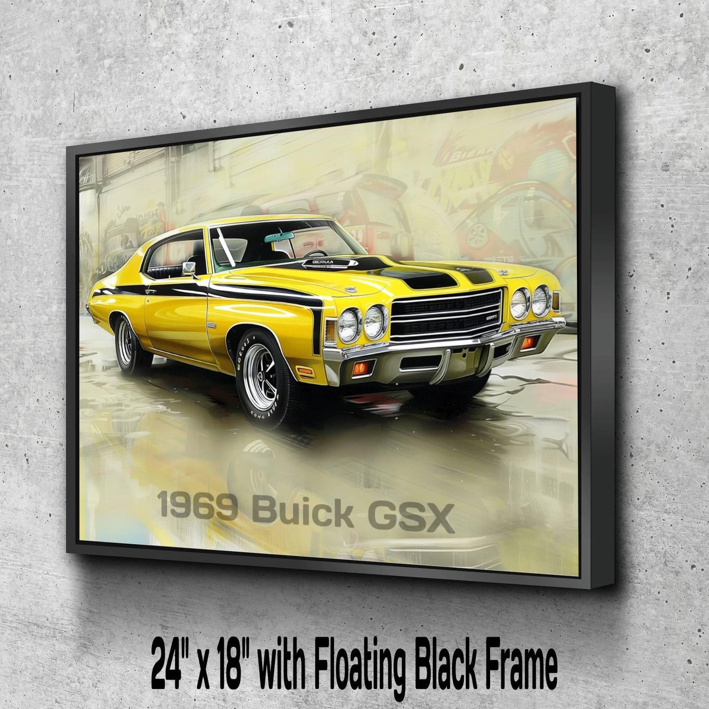 1970 Buick GSX Canvas Print | Yellow Vintage Auto Wall Art Decor | Retro Muscle Car | Car Lovers Poster Gift | Car Decor | Art Print