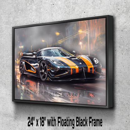 2017 Koenigsegg Agera RS Canvas Print | Hyper Super Car Auto Wall Art Decor || New Car Lovers Poster Gift | Framed Mancave Artwork