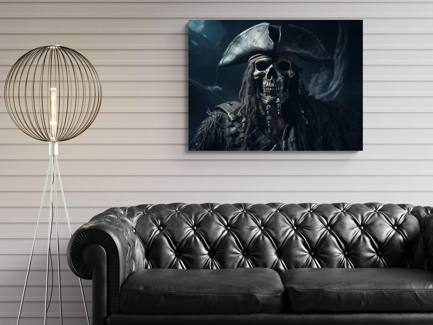 Pirate Skeleton Canvas Art, Gothic Skull Wall Decor, Dark Nautical Print, Dead Pirate Painting, Maritime Skeleton Artwork Wallart
