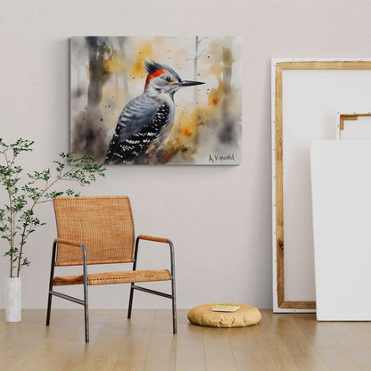 Woodpecker | Canvas Print | Wildlife Art | Cabin Art | Forest Art | Archer Kincaid | artful watercolor bird