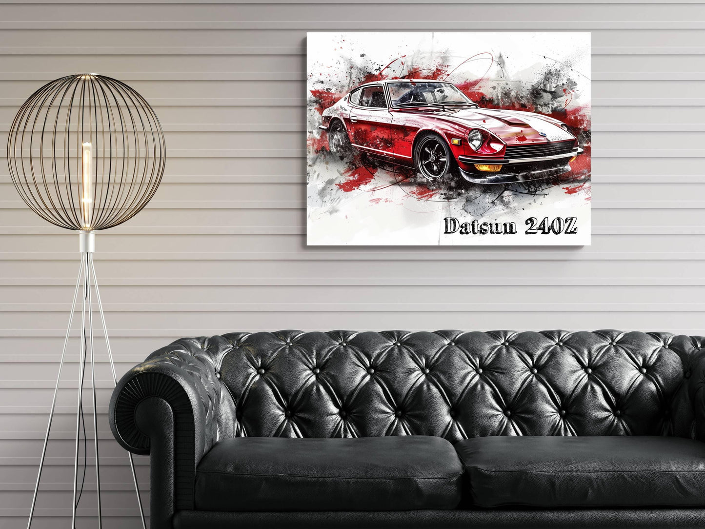 1973 Datsun 240Z Red Canvas Print | Vintage Auto Wall Art Decor | Retro Sports Car | Car Lovers Poster Gift