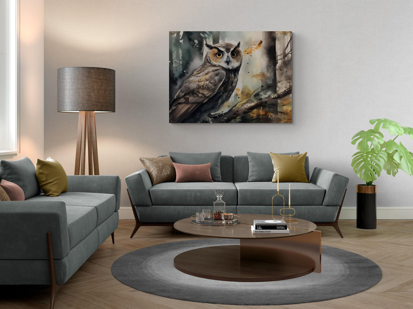 Owl | Canvas Print | Wildlife Art | Artful Watercolor Owl | Archer Kincaid | Forest Art