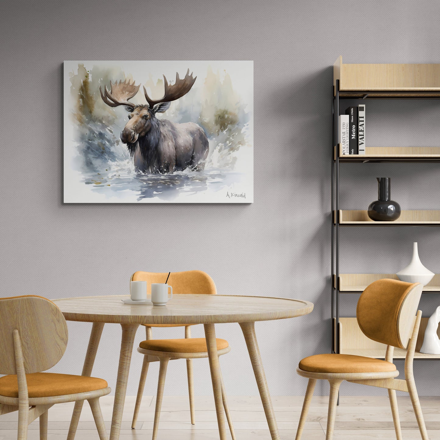 Moose in River #1 | Canvas Print | Wildlife Art | Cabin Art | Forest Art | Archer Kincaid