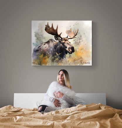 Moose In The Brush #2 | Canvas Print | Wildlife Art | Cabin Art | Forest Art | Archer Kincaid