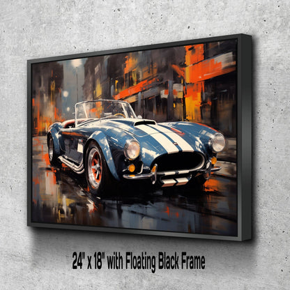 1966 Shelby Cobra 427 Car Canvas Print | Vintage Auto Wall Art Decor | Retro Muscle Car | Car Lovers Poster Gift