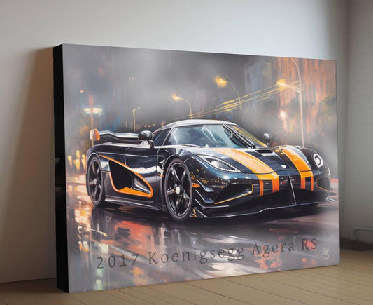 2017 Koenigsegg Agera RS Canvas Print | Hyper Super Car Auto Wall Art Decor || New Car Lovers Poster Gift | Framed Mancave Artwork