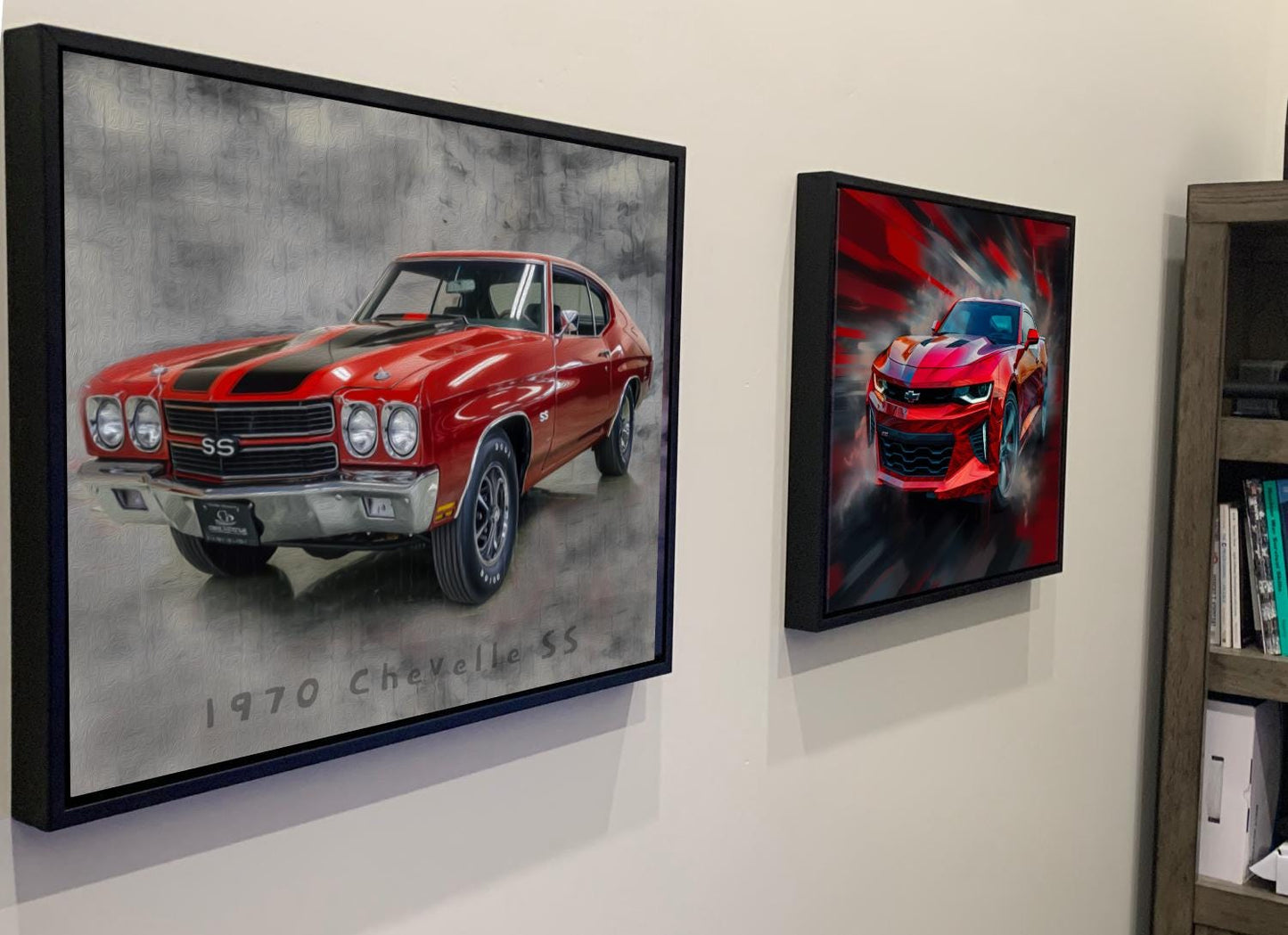 1970 Chevrolet Chevelle SS 454 Canvas Print | Vintage Auto Wall Art Decor | Black Red Retro Muscle Car | Car Lovers Poster Gift