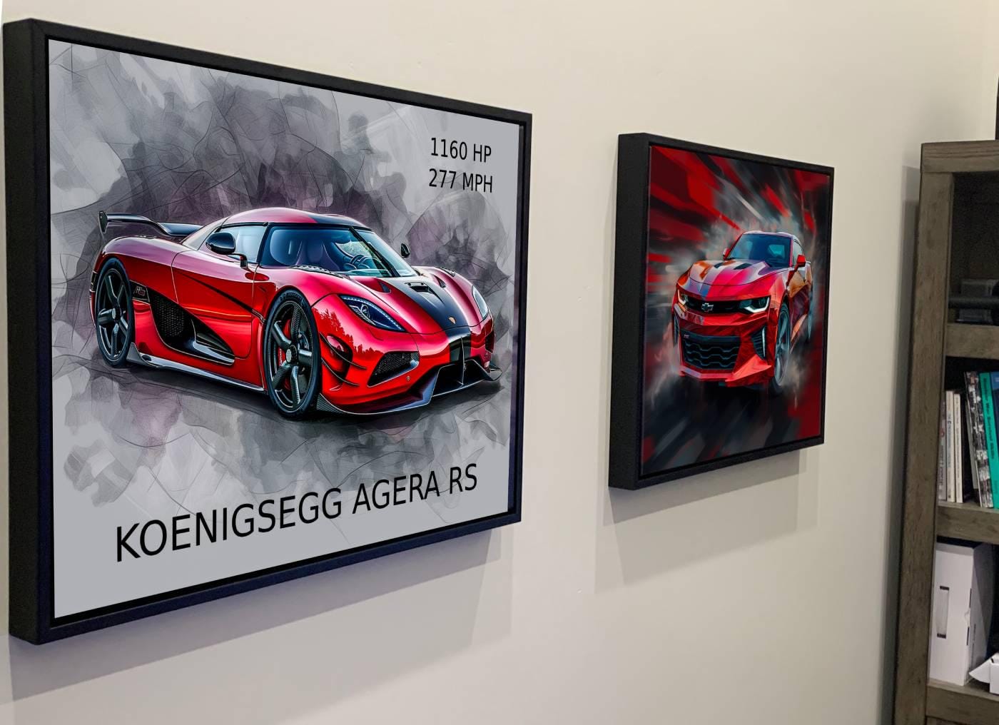 2017 Koenigsegg Agera RS Red Canvas Print| Hyper Super Car Auto Wall Art Decor | New Car Lovers Poster Gift | Framed Mancave Artwork