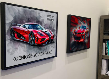 2017 Koenigsegg Agera RS Red Canvas Print| Hyper Super Car Auto Wall Art Decor | New Car Lovers Poster Gift | Framed Mancave Artwork