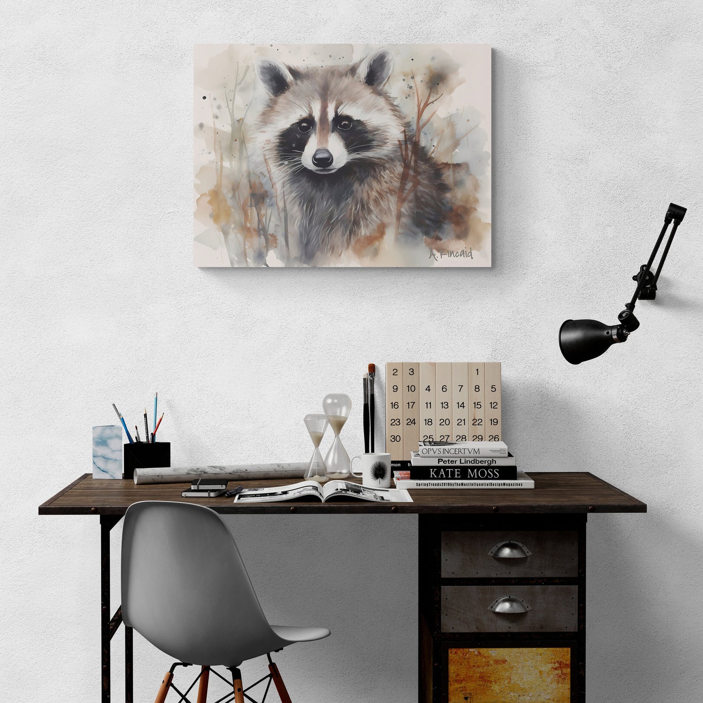 Racoon | Canvas Print | Wildlife Art | Cabin Art | Forest Art | Archer Kincaid | watercolor artful art