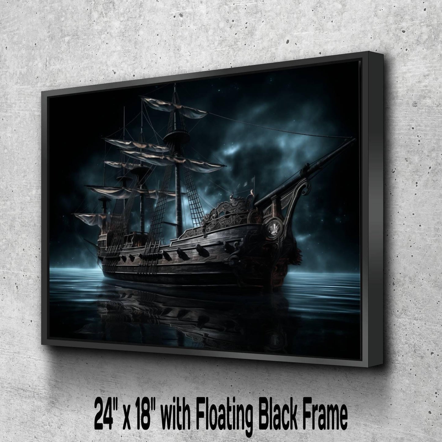 Pirate Ship Canvas Wall Art, Dark Gothic Nautical Painting, Vintage Sailing Ocean Print, Moody Maritime Home Decor, Galleon Art