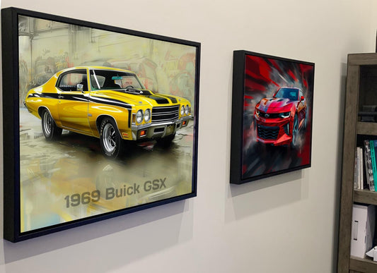 1970 Buick GSX Canvas Print | Yellow Vintage Auto Wall Art Decor | Retro Muscle Car | Car Lovers Poster Gift | Car Decor | Art Print