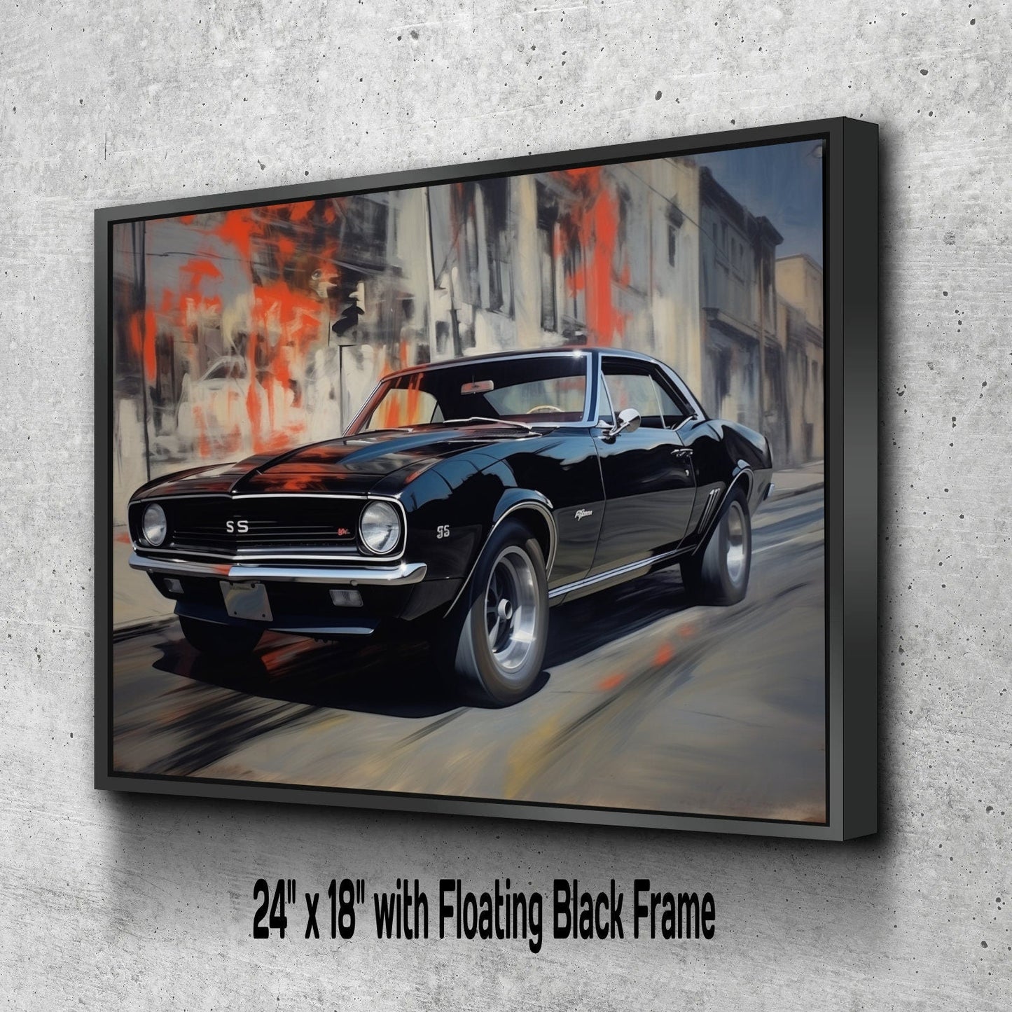 1967 Chevrolet Camaro SS Canvas Print | Vintage Auto Wall Art Decor | Retro Muscle Car | Car Lovers Poster Gift