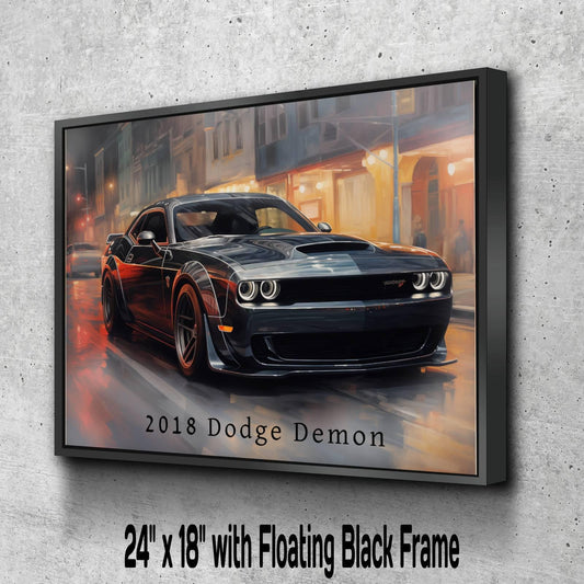 2018 Dodge Demon Canvas Print | Classic Car Print | Vintage Auto Wallart Decor | Race Car Lovers Poster Gift | Mopar Dodge Challenger
