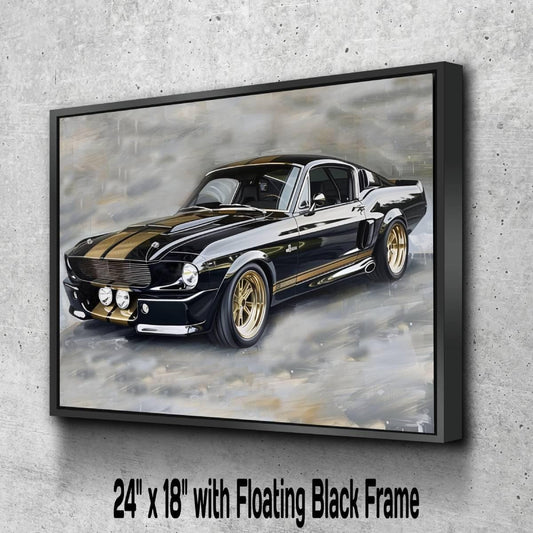 1967 Ford Mustang Shelby GT500 Classic Car Canvas Print | Vintage Auto Wall Art Decor | Retro Muscle Pony Car | Car Lovers Poster Gift