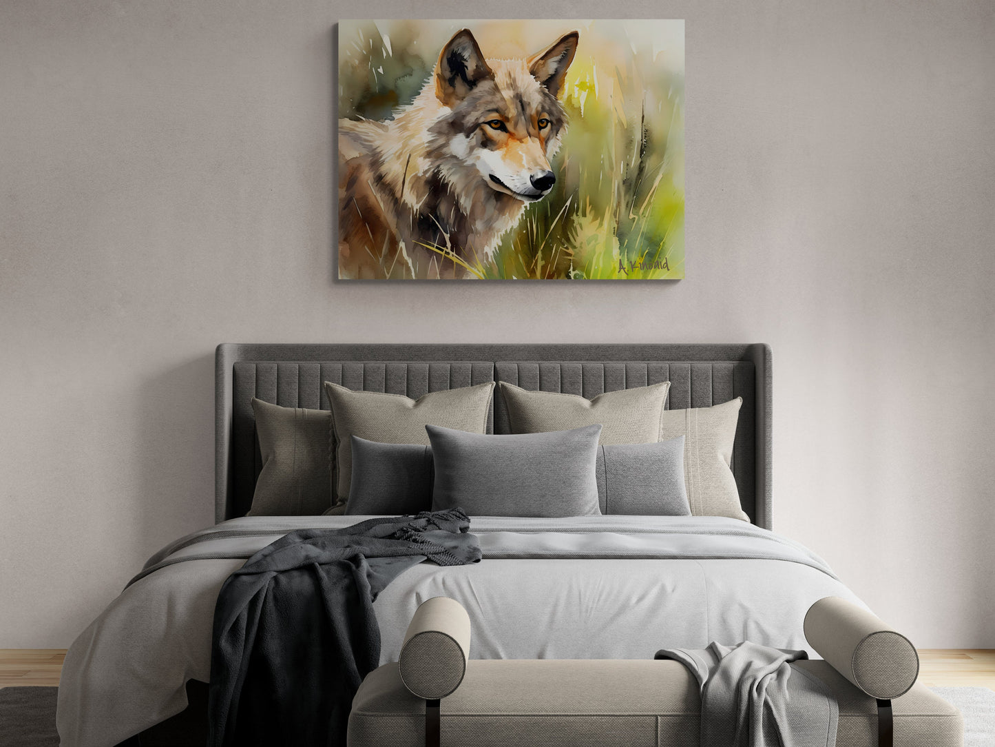 Wolf In Grass #2 | Canvas Print | Wildlife Art | Cabin Art | Forest Art | Archer Kincaid
