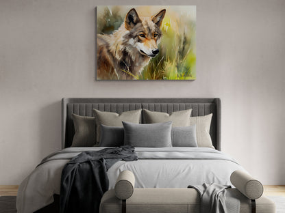 Wolf In Grass #2 | Canvas Print | Wildlife Art | Cabin Art | Forest Art | Archer Kincaid