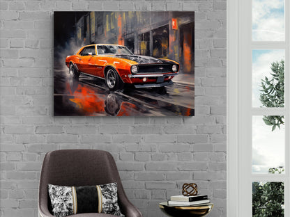 1968 Chevrolet Camaro SS Canvas Print | Vintage Auto Wall Art Decor | Retro Muscle Car | Car Lovers Poster Gift