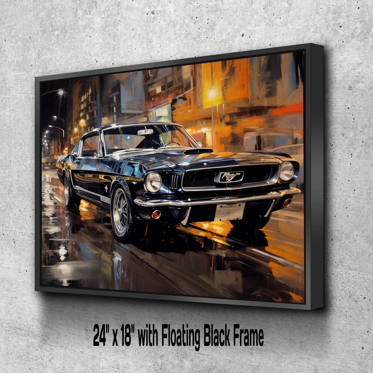 1964 Ford Mustang Classic Car Canvas Print | Vintage Auto Wall Art Decor | Retro Muscle Pony Car | Car Lovers Poster Gift