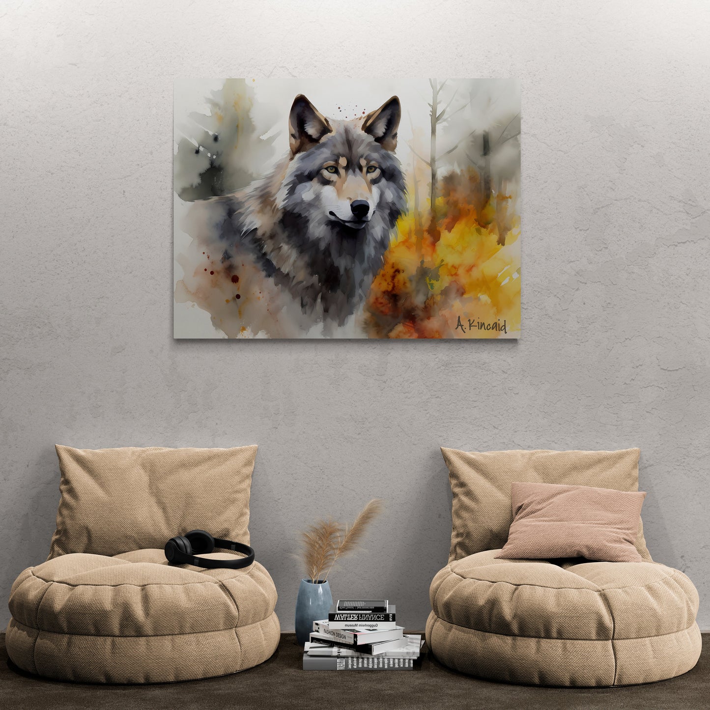 Wolf Portrait | Canvas Print | Wildlife Art | Cabin Art | Forest Art | Archer Kincaid