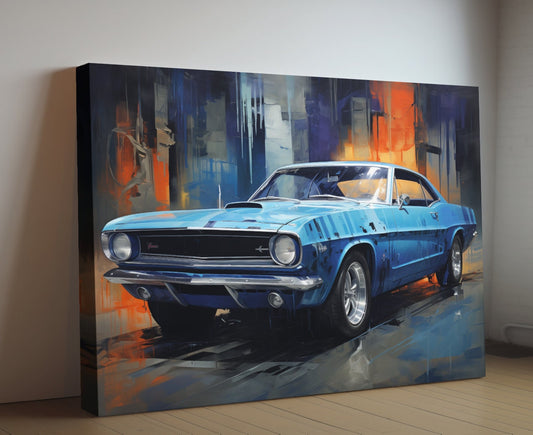 1966 Plymouth Barracuda Car Canvas Print | Vintage Auto Wall Art Decor | Retro Muscle Car | Car Lovers Poster Gift