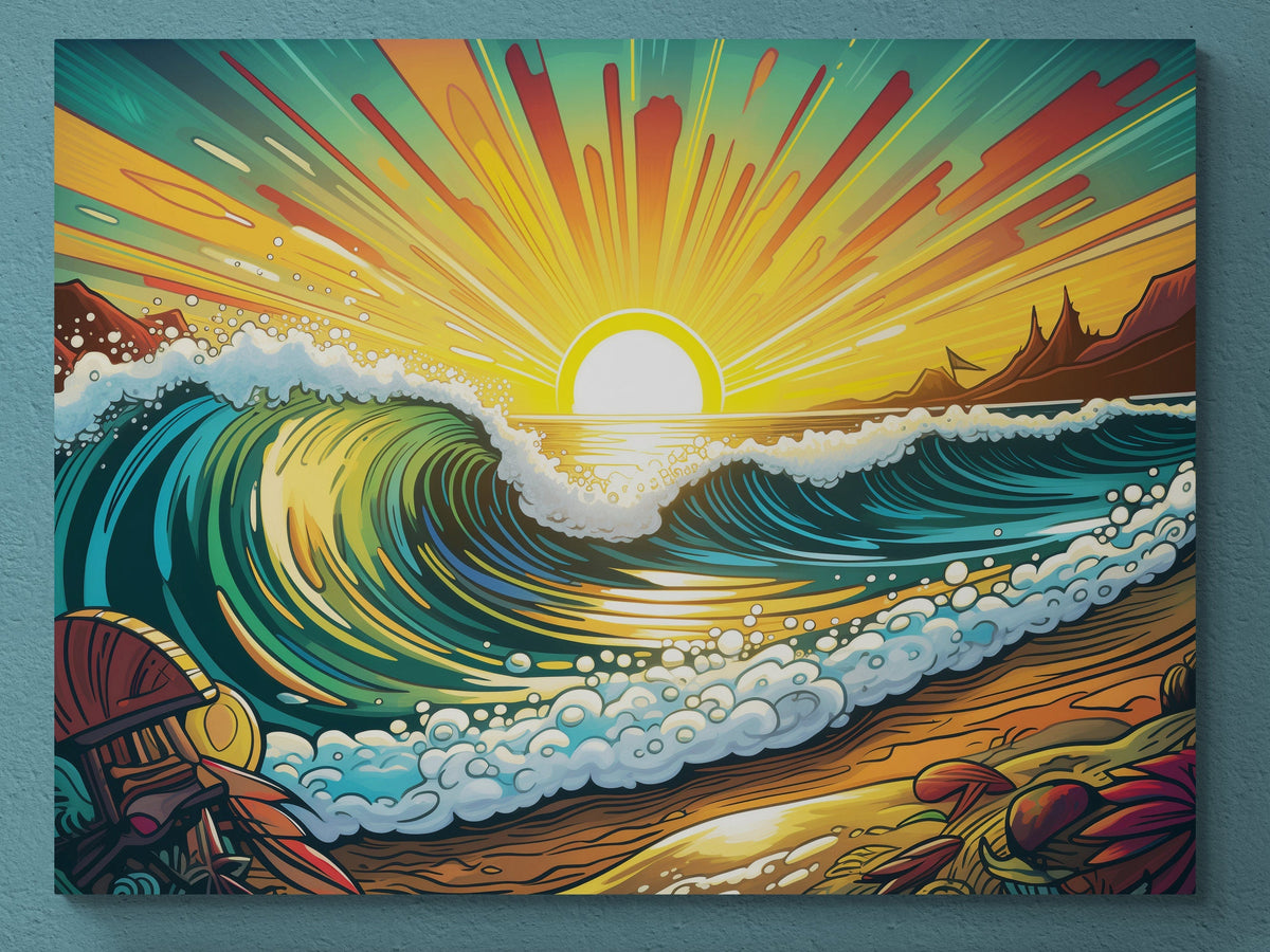 Surf Art Print Poster - "Sunset Crest" - Bohemian Acrylic Artwork | Surf Wave Art - 03